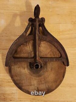 Large Antique Cast Iron Hudson Barn Pulley