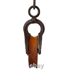 Large Antique Cast Iron StarLine Double-star Barn Pulley Rare- Wood Wheel (072)