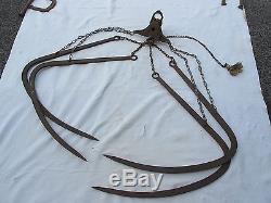 Large Antique Jamesway Hay Claw Grapple Hook Barn Tool Trolley Pulley4 Tines