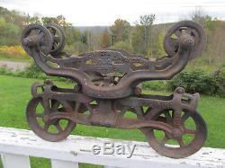 Large Vintage Cast Iron F. E. Myers & Bro. Co. OK Unloader Hay Barn Trolley Pulley
