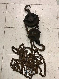 Large Vintage Pulley and Hook Vintage Block and Tackle With Chain