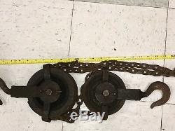 Large Vintage Pulley and Hook Vintage Block and Tackle With Chain