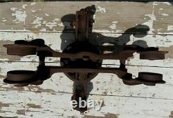 Leader Cast Iron Antique Pulley Barn Hay Trolley Carrier Vintage Farm Tool d
