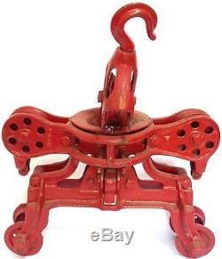 Leader Myers Hay Trolley Vintage Antique Pulley Block Cast Iron Farm Tool