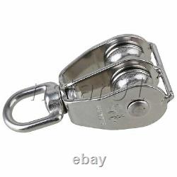 M15 304 Stainless Steel Double Pulley Block Set of 20 Silver