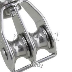 M15 304 Stainless Steel Double Pulley Block Set of 20 Silver