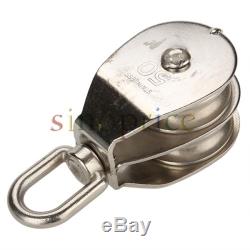 M50 Double Pulley Block for Wire Rope Cable Stainless Steel 304 50mm Diameter