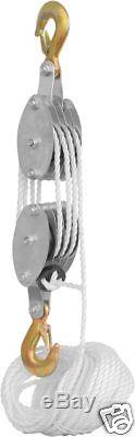 MANUAL 4 WHEEL ROPE BLOCK AND TACKLE PULLEY HOIST TOOL LIFT PULLY RIGGING TOOL