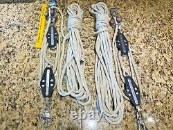 MATCHED PAIR BARTON 41 BLOCK & TACKLES With42' LINE FOR DAVIT LIFTS SNAP SHACKLES