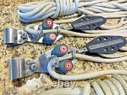 MATCHED PAIR BARTON 41 BLOCK & TACKLES With42' LINE FOR DAVIT LIFTS SNAP SHACKLES