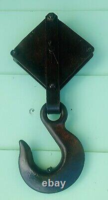 Mancave Antique Tool Industrial Snatch Block Pulley 12 Tow Truck Crane Hook
