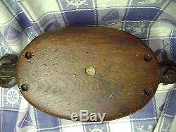 Maritime Large Wood Iron Block & Tackle Dbl. Pulley Decor Nautical Collectible