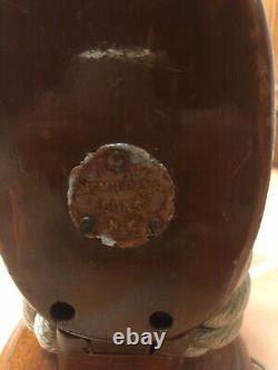 McMillans Son Ny Lamp Vintage Wooden Block Tackle Rope Pulley Table Naval Boat