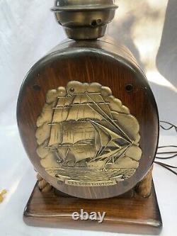 Mid Century Nautical Lamps 1950 s USS Constitution Ship Wood Block & Tackle