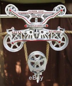 Myers Cloverleaf Barn Hay Carrier Trolley Unloader + #254 Drop Pulley+rope+track
