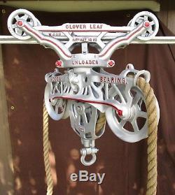 Myers Cloverleaf Barn Hay Carrier Trolley Unloader + #254 Drop Pulley+rope+track