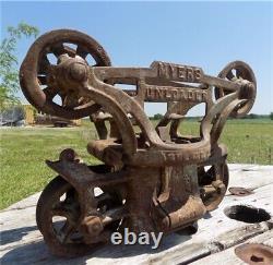 Myers Unloader Hay Carrier Cast Iron Bran Trolley Rustic Vintage Barn Deco L
