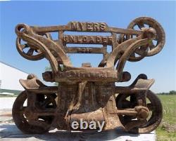 Myers Unloader Hay Carrier Cast Iron Bran Trolley Rustic Vintage Barn Deco L