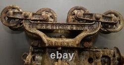 Myers double roller hay carrier trolley two pulley farm drop light antique tool