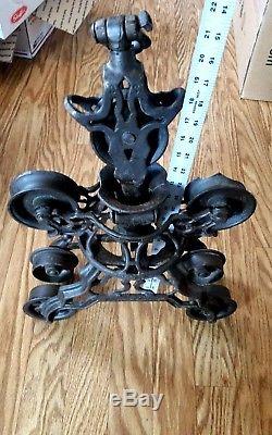 Myers hay trolley antique cast iron primitive barn farm pulley tool vintage