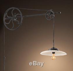 NEW 1930s Sconce Light Fixture Iron Pulley Restoration Hardware steampunk vintag