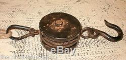 NEWRusty Block & Tackle Cast Iron Metal Rope Decor Pulley Steampunk Primitive
