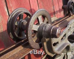 Near perfect classic F E Myers hay trolley carrier unloader
