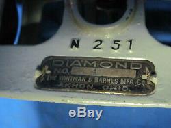 Nice Vintage Diamond Whitman & Barnes Hay Trolley #4 Brass Tag Akron Ohio Farm