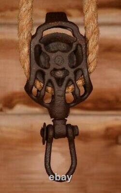 ORNATE Vintage 1884 Myers Hay Barn Trolley Carrier Farmhouse Pulley
