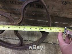 OUTSTANDING Antique Industrial Cast Iron 14 Flat Belt Pulley Wheel-16