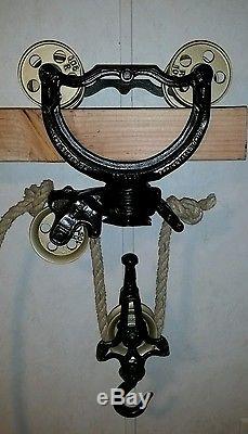 Old Antique Barn Hay Trolley Carrier Pulley Hall's Reversable Superior Drill Co