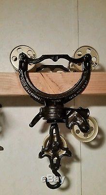 Old Antique Barn Hay Trolley Carrier Pulley Hall's Reversable Superior Drill Co