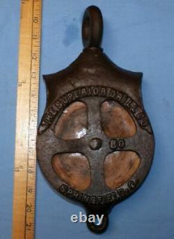 Old Antique Large SUPERIOR DRILL 80 Barn Hay Trolley Line Pulley Springfield OH