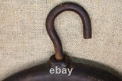 Old Large Well fender Pulley 10 1/4 wheel iron vintage 1800's rustic primitive
