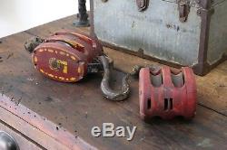 Old Vintage Hay Trolley Barn Pulley Lot of 2 Red Painted Cleveland, OH Nautical