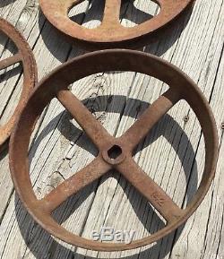 Old Vtg Antique Industrial Wheel Gear Cast Iron Metal Steampunk Art Lot Of 6