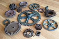 Old Vtg Antique Industrial Wheel Gear Sprocket Metal Steampunk Art Lot Of 15