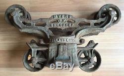 Old Vtg Antique Myers Ok Unloader Cast Iron Hay Trolley Carrier Farm Hoist H425