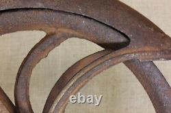 Old Well Fender Pulley 9 LARGE 1880's vintage rustic iron #10 Rusty Barn find