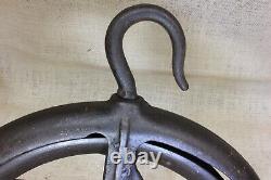 Old Well Pulley LARGE 10 wheel rustic iron fender hay vintage 1800's crack