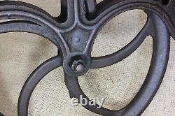 Old Well Pulley LARGE 10 wheel rustic iron fender hay vintage 1800's crack