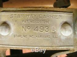 Original Antique Cast Iron NEW NOS Star No 493 Loose Hay Trolley with Trip Block