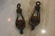 PAIR! Antique Porcelain Pulleys. 1 3/4 Wheel. 6 Overall. Curvy Pretty! Rare