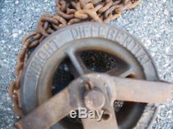 PULLEY ANTIQUE TOOL Vintage 1/2 Ton Wright Mfg Differential Chain Hoist & hook