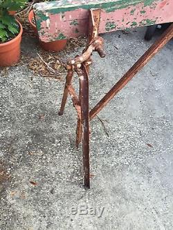 Pair Of Antique Iron Industrial Modular Saw Horses Steam Punk Shabby Chic