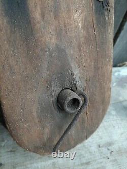 Pair Of Antique Wooden Barn Pullies Block And Tackle