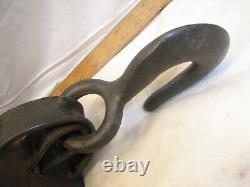 Pr Large Medesco Wooden Snatch Block Double Pulley Farm Tool Nautical Ship Barn