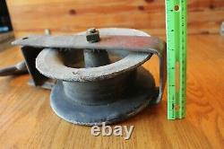 Pulley Vintage Large Iron Aluminum Wheel Heavy duty industrial Block and Tackle
