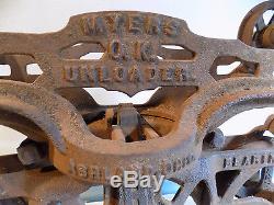 Rare Antique Vintage Meyers O. K. Unloader Hay Trolly Cast Iron H424 Ashland Ohio