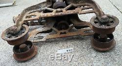 RARE F. E. Myers & Bro Cast Iron Sure Grip Timber Wood Beam Hay Trolley Unloader
